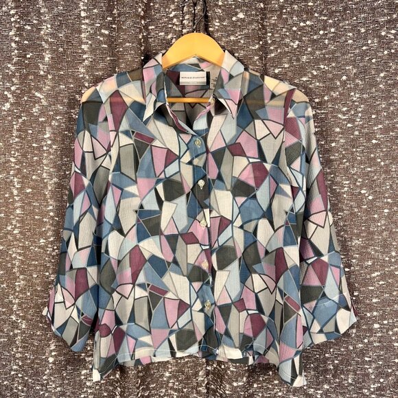 Alfred Dunner Polygon Shape Blouse Shirt Size 6P - Picture 1 of 5